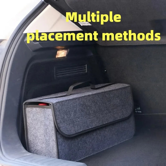 Gray Car Trunk Organizer Bag – Anti-Slip Compartment Storage for Tools & Accessories