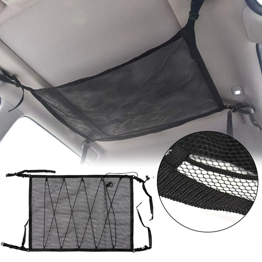 Double Layer Car Ceiling Storage Net – Adjustable Interior Roof Organizer