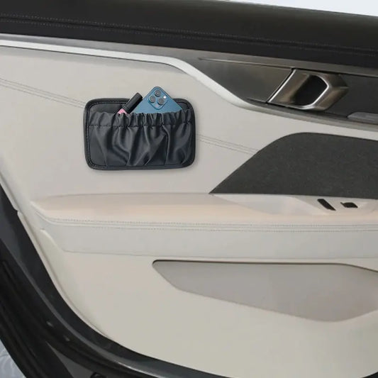 Car Leather Adhesive Storage Bag – Multi-functional Phone & Accessory Holder