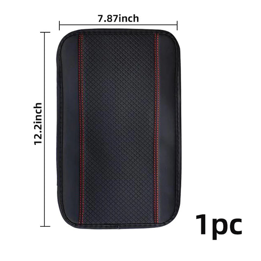 Car Armrest Cover Mat – Universal PU Leather Center Console Pad (Black)
