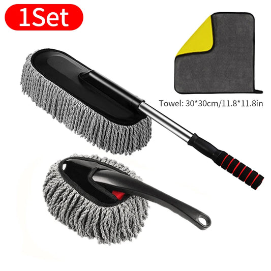 SEAMETAL Microfiber Car Washing Mop – Scalable Handle & Soft Duster Brush for Car Detailing