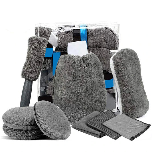 SEAMETAL 9pcs Microfiber Car Washing Kit Cleaning Tools