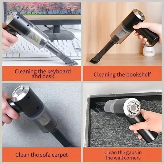 Wireless Car Vacuum Cleaner – USB Rechargeable Mini Wet & Dry Vacuum with Blower Function