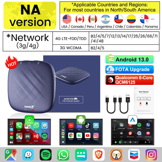 2025 CarlinKit CarPlay AI Box – Android 13.0 Wireless CarPlay & Android Auto Adapter with SM6225/QCM6125 Chipset