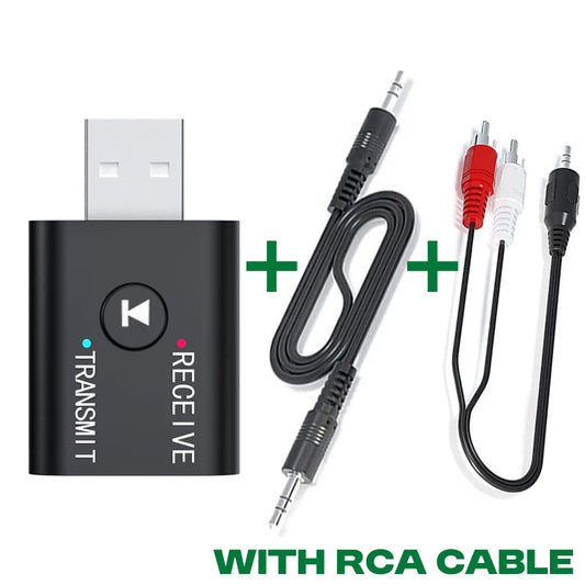 2-in-1 Bluetooth Audio Transmitter & Receiver – Wireless Adapter with HD Mic & 3.5mm AUX/USB