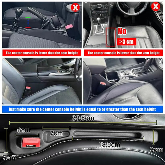 Car Seat Gap Filler – Leak-proof Side Seam Plug Strip & Phone Holder