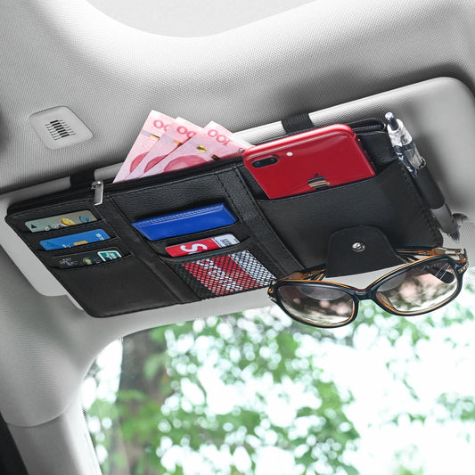 Car Sun Visor Organizer – Pen, Card, Sunglasses Clip & Storage Box