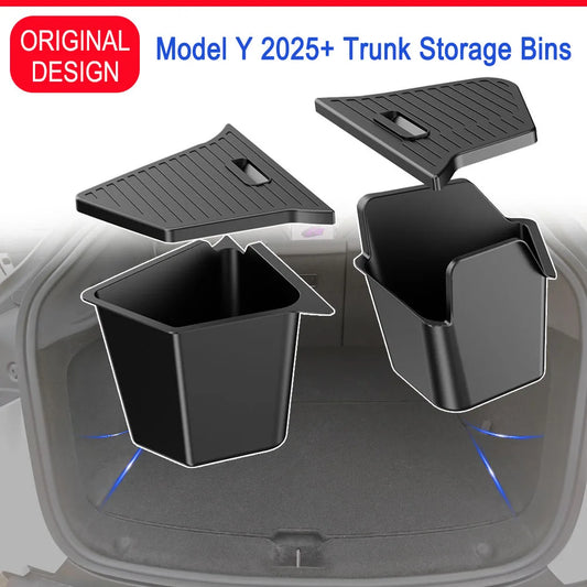 Trunk Side Storage Organizer for Tesla Model Y Juniper (2025) – Flocked TPE Boot Box with Anti-Dirty Mat