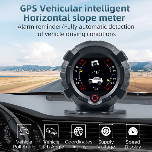 X95 Car GPS Slope Meter – Digital HUD Inclinometer & Speedometer for Off-Road Driving