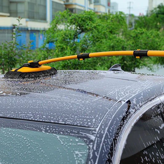 LEIBOO Car Wash Mop – Telescoping Long Handle Brush with Retractable Bent Bar
