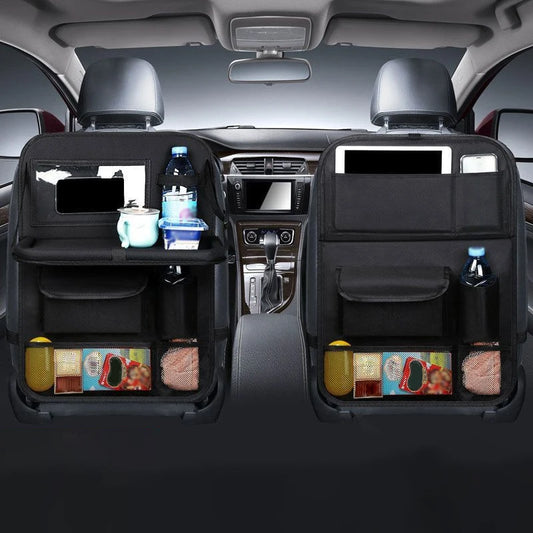 Foldable Car Seat Organizer with Tray & Tablet Holder – Universal Multifunctional Storage