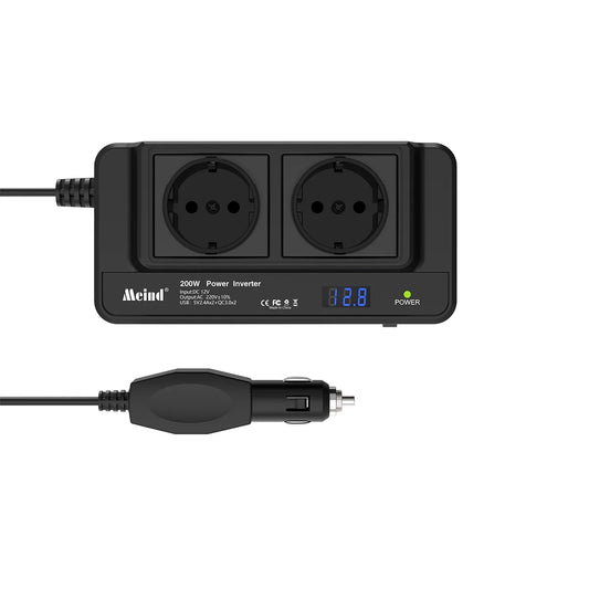 Meind 200W Car Power Inverter – 12V DC to 220V AC Converter with USB