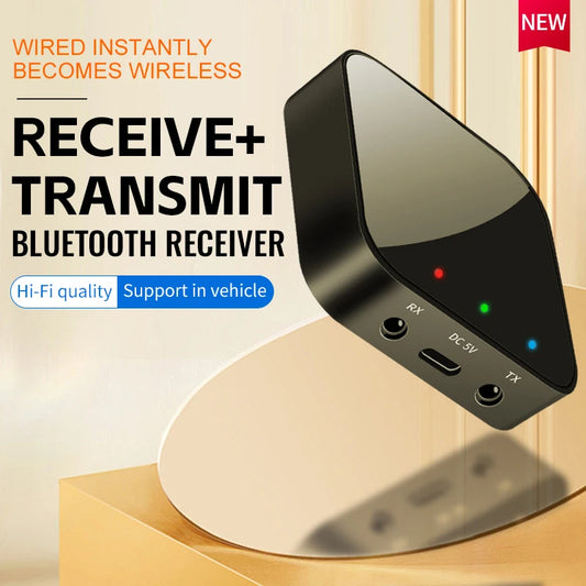 Bluetooth 5.5 Audio Transmitter & Receiver – 3.5MM AUX HiFi Stereo Wireless Adapter with aptX Adaptive/HD/LL