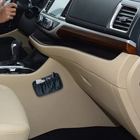 Car Leather Adhesive Storage Bag – Multi-functional Phone & Accessory Holder