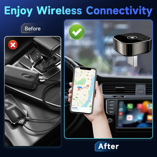 Pionray 2‑in‑1 Wireless CarPlay Adapter & Android Auto AI Smart Box