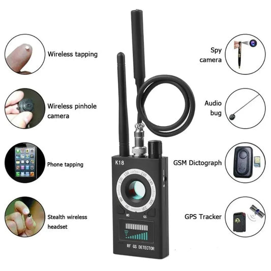New K18 Multi-Function Wireless Signal & Hidden Camera Detector – Anti-Spy RF Tracker (1MHz–6.5GHz)