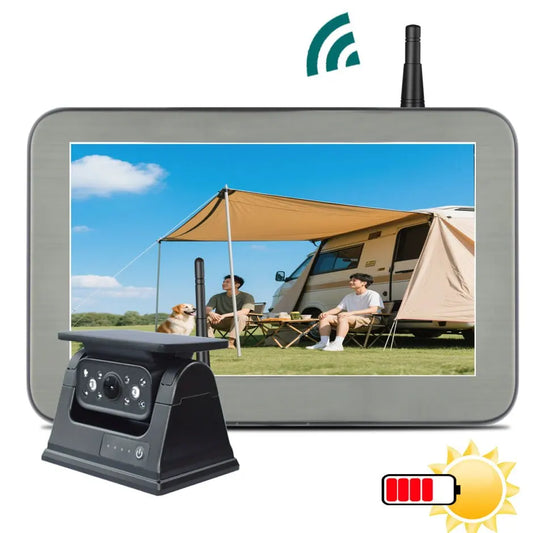 Solar Powered WiFi Wireless Rear View Backup Camera – AHD 5" Monitor for Camper, Truck, Trailer, RV