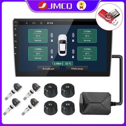 JMCQ USB Android TPMS – Tire Pressure Monitoring System with 5 Sensors