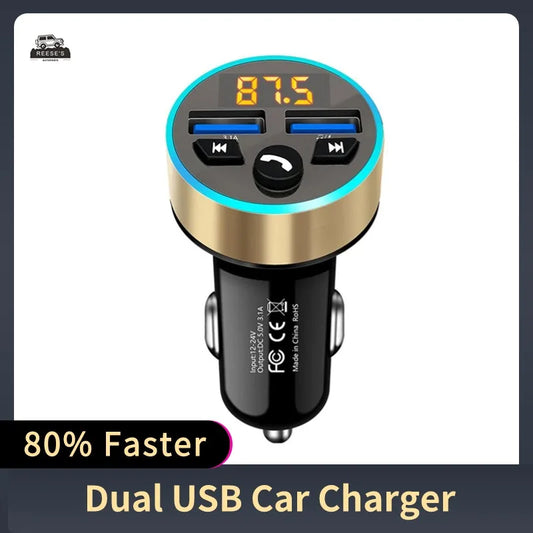 FM Transmitter Stereo Car MP3 Player – Dual USB 3.1A Fast Charging Bluetooth 5.0 Hands-Free Kit