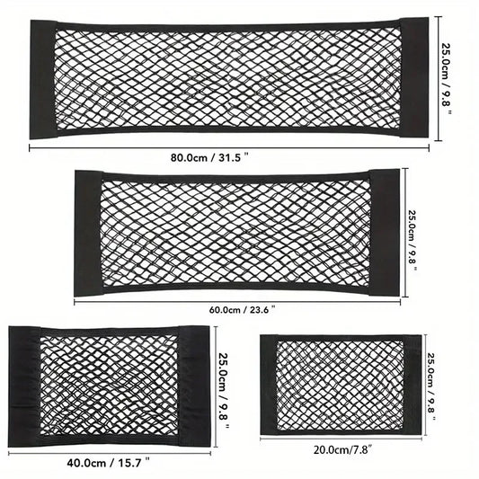 1pc Universal Car Storage Bag – Double Mesh Trunk Net & Fire Extinguisher Holder